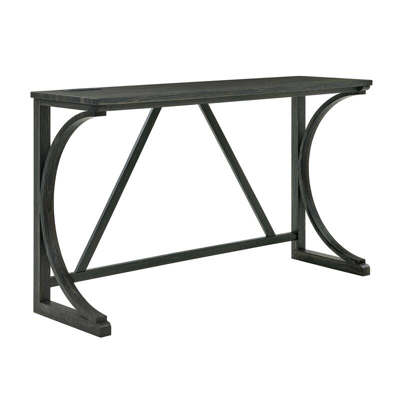 59" Bar Table Set with Power Outlet, Industrial Breakfast Table with 3 Stools, 4 Piece Counter Height Bar Table and Chair Set