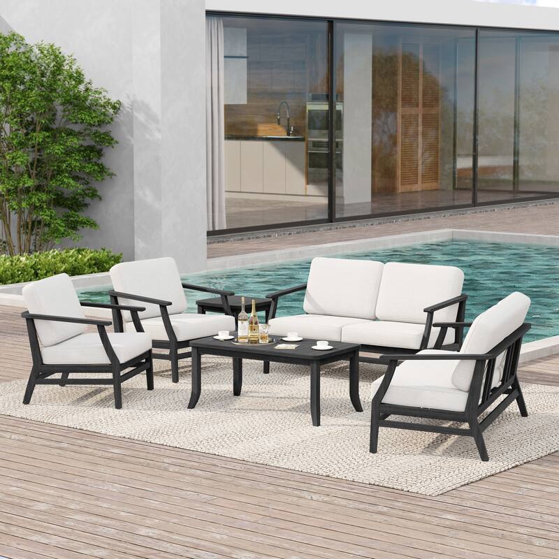 Large Outdoor Conversation Set with Patio Chairs, Loveseat, Tables