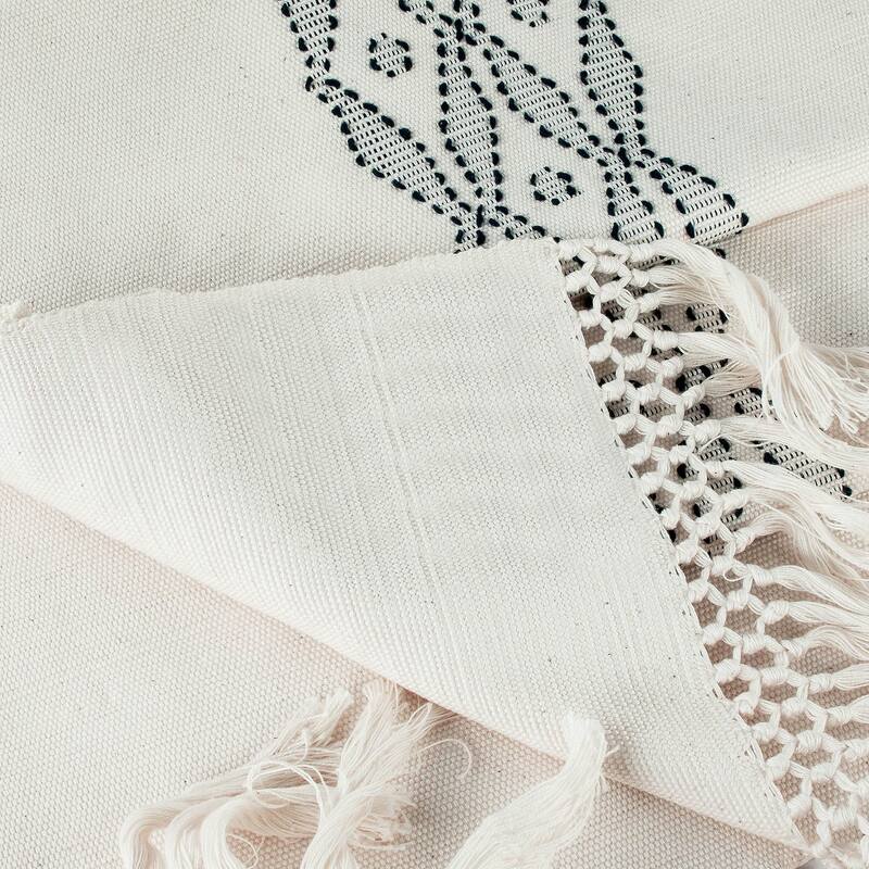 Novica Handmade Coban Diamonds In Azure Cotton Table Runner