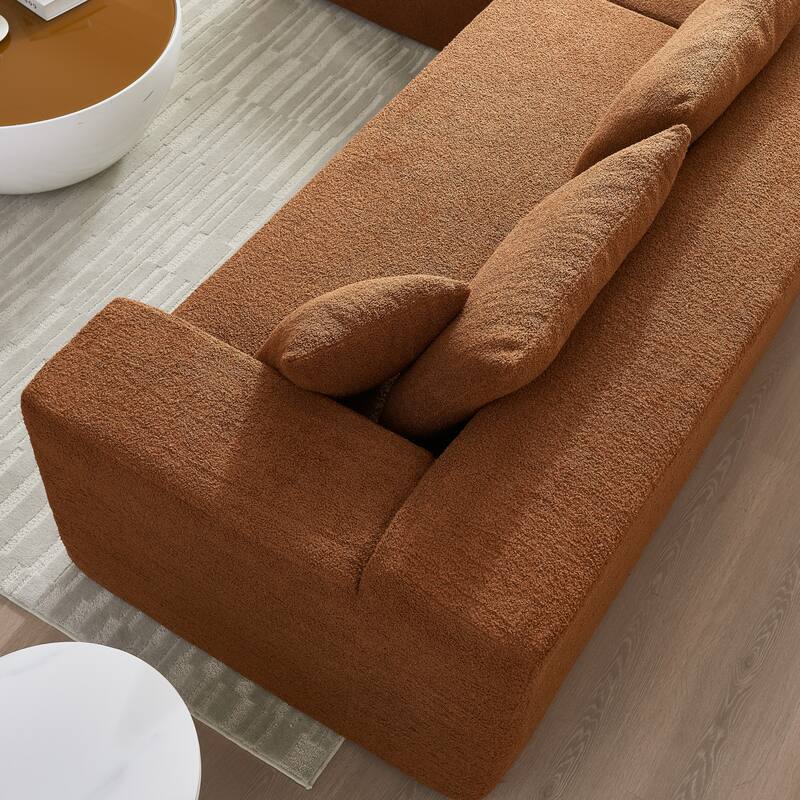 L-Shaped Modern Lambskin Fabric Upholstered Corner Cloud Sofa (Pure Sponge)