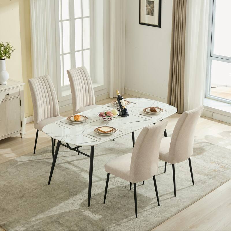 Modern Minimalist Style Velvet Dining Chair, 2-Piece Set with Adjustable Iron foot, for Kitchen and Dining Room, Beige