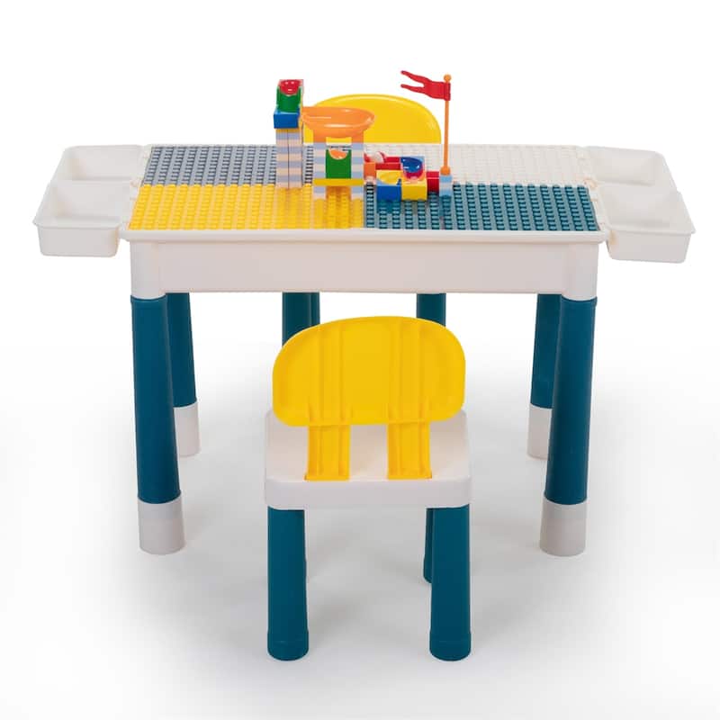 Children's Building Blocks Desk and Chair Set with DIY Building Blocks