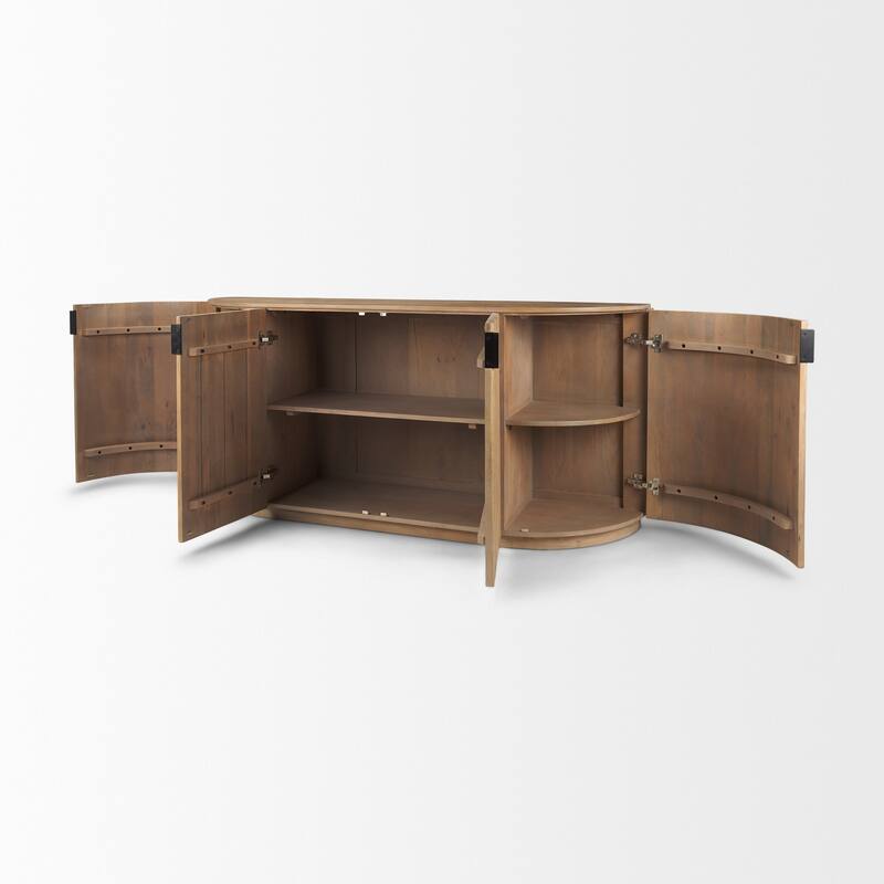 Terra Dark Brown Solid Wood Fluted Sideboard - 72.0L x 18.5W x 32.0H