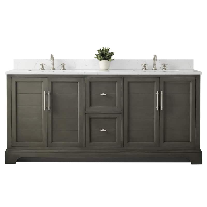 Vanity Art 72" Double Sink Bathroom Vanity with Top & Backsplash
