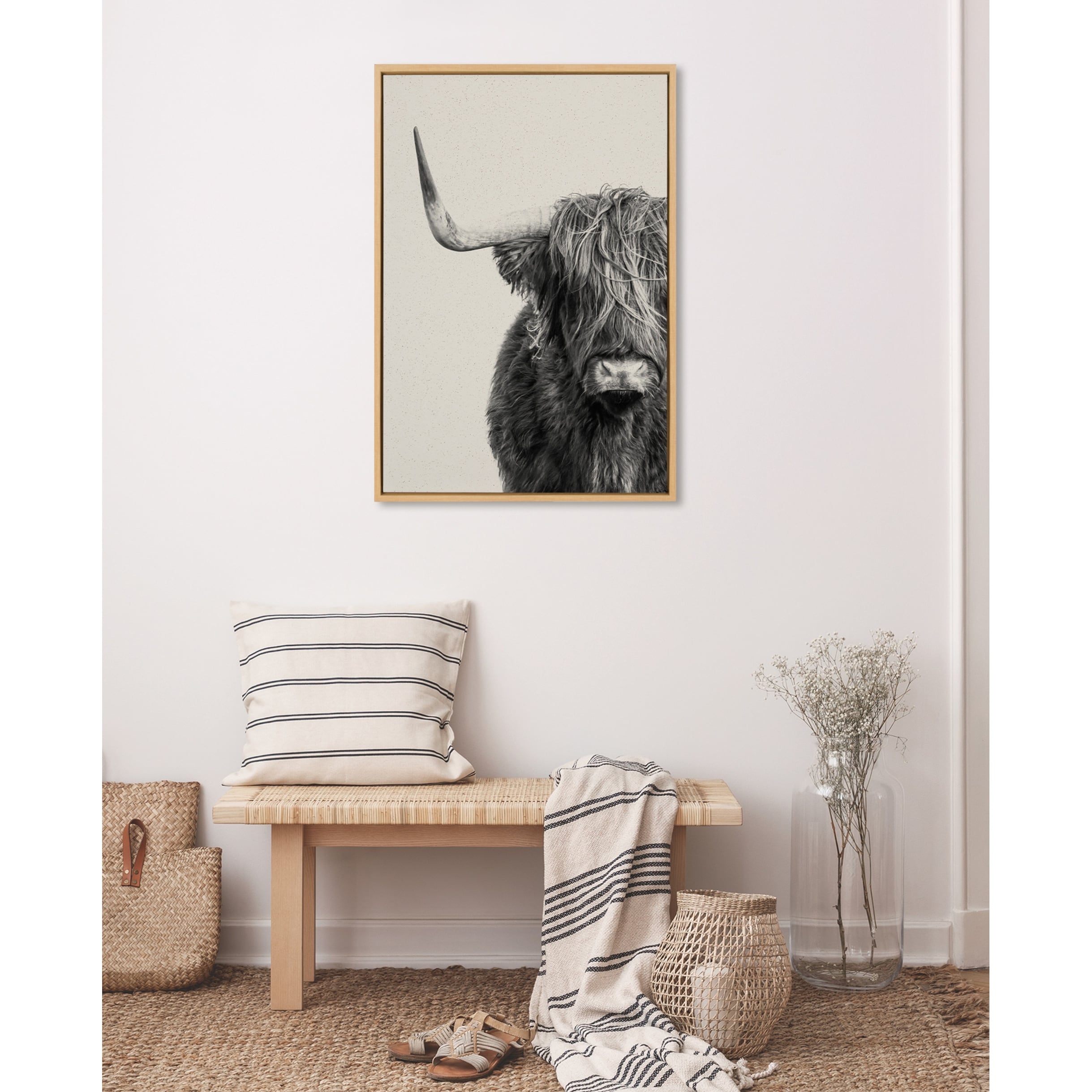 Kate and Laurel Sylvie BW Cow Texture Framed Canvas by Amy Peterson  Bed Bath  Beyond 37922322