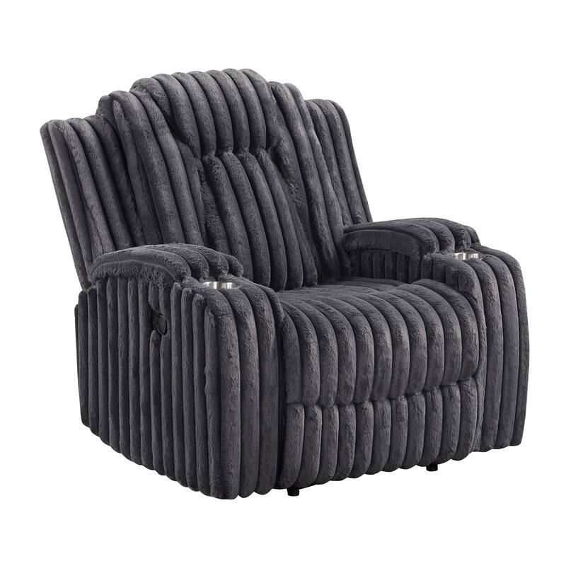 Brynda 38" Corduroy Manual Reclining Chair with Cup Holders - Dark Gray