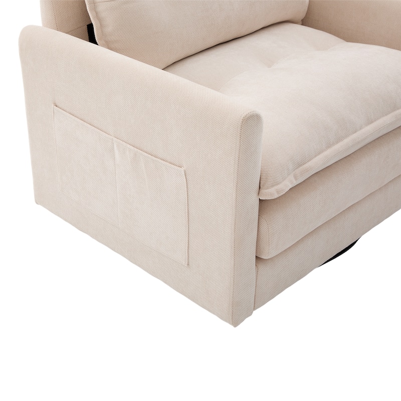 Chenille 360° Swivel Barrel Chair with Memory Foam and Side Pockets