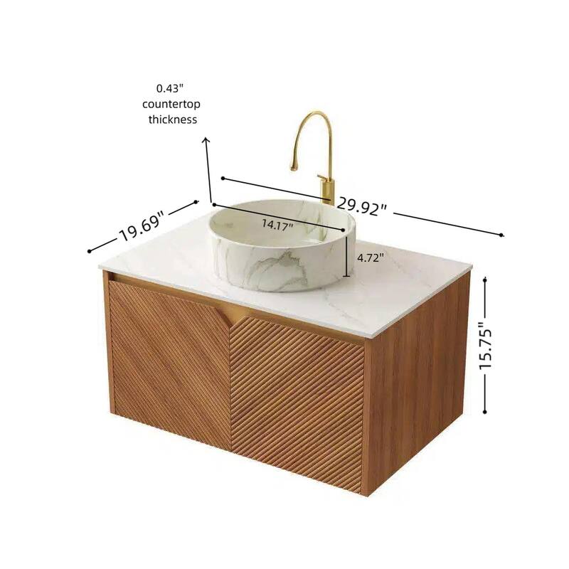 Wall-mounted Bathroom Vanity with Round Vessel Basin