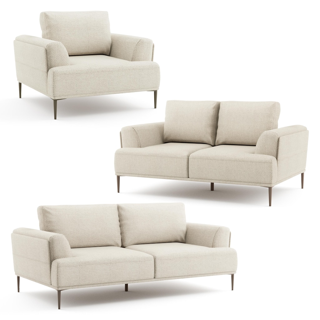 Furniture of America Paola Mid-Century Modern 3-Piece Beige Chenille Adjustable Sofa Setwith Extendable Back