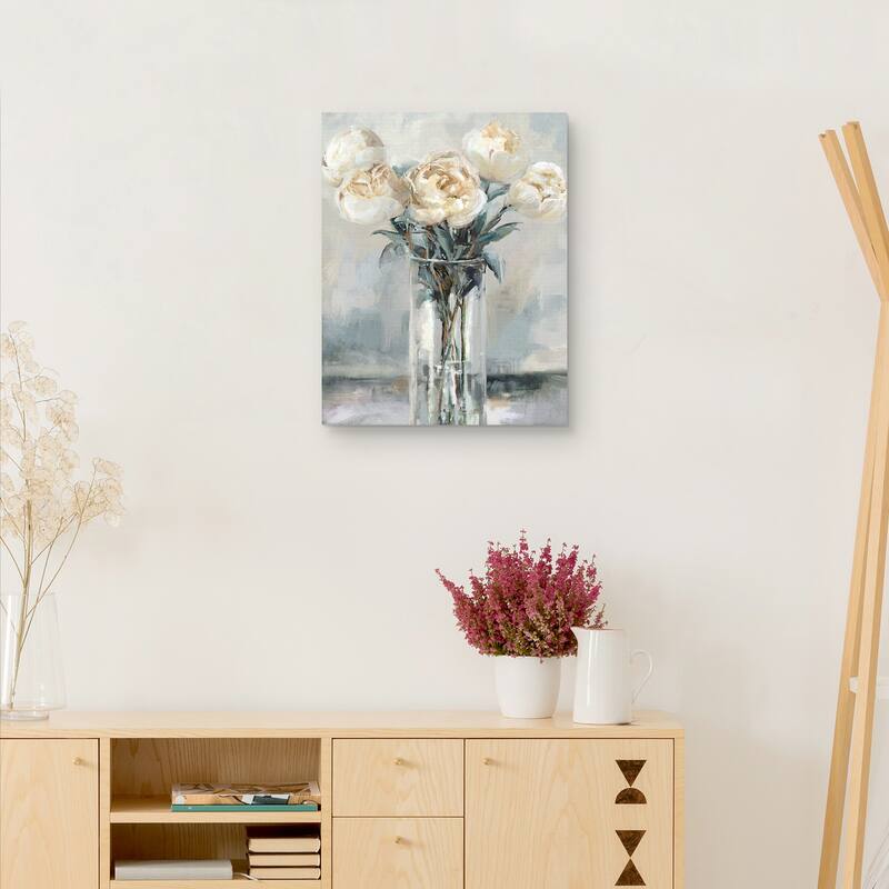 Precious Peonies II Crop by Studio Arts Canvas Art Print