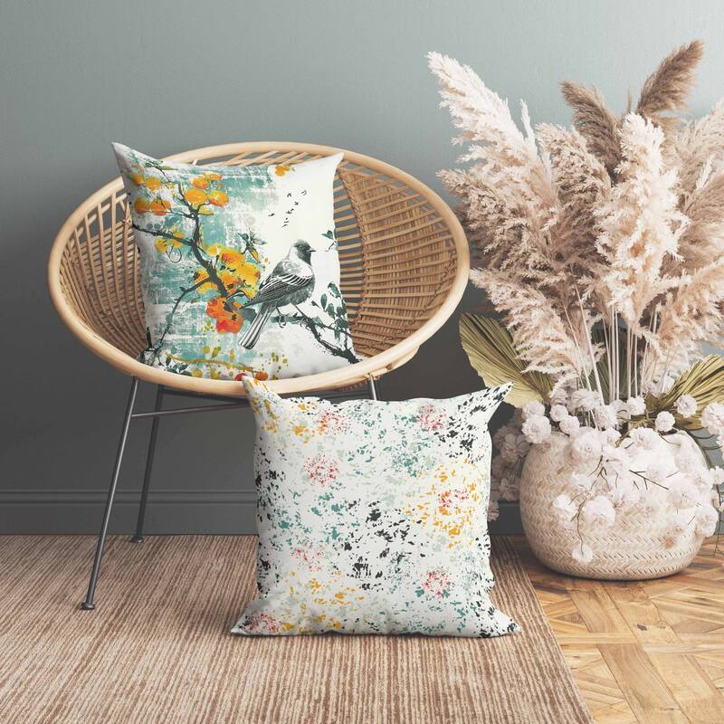 Winter Plum Song Faux Suede Reversible Throw Pillow White and Teal
