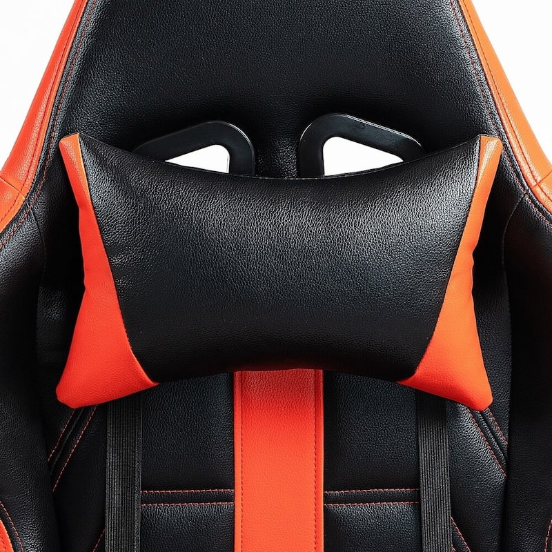 EROMMY RGB LED Gaming Chair with Thickened Massage Lumbar Pillow & Upgraded Footrest, Reclining Ergonomic Chair