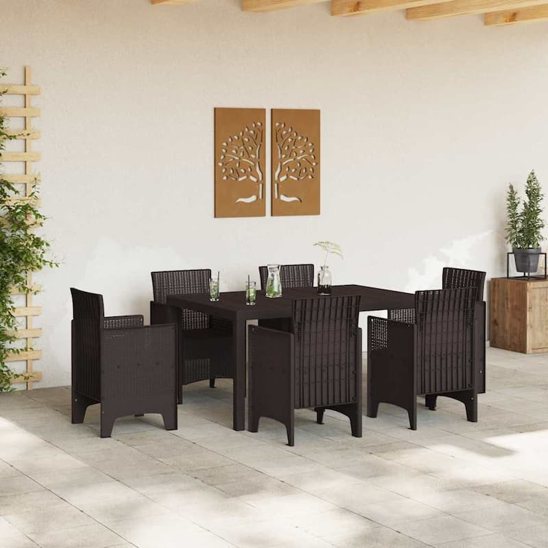 vidaXL Garden Table Anthracite/Brown poly rattan