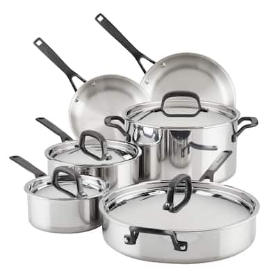 KitchenAid 5-Ply Clad Stainless Steel Cookware Set, 10-Piece
