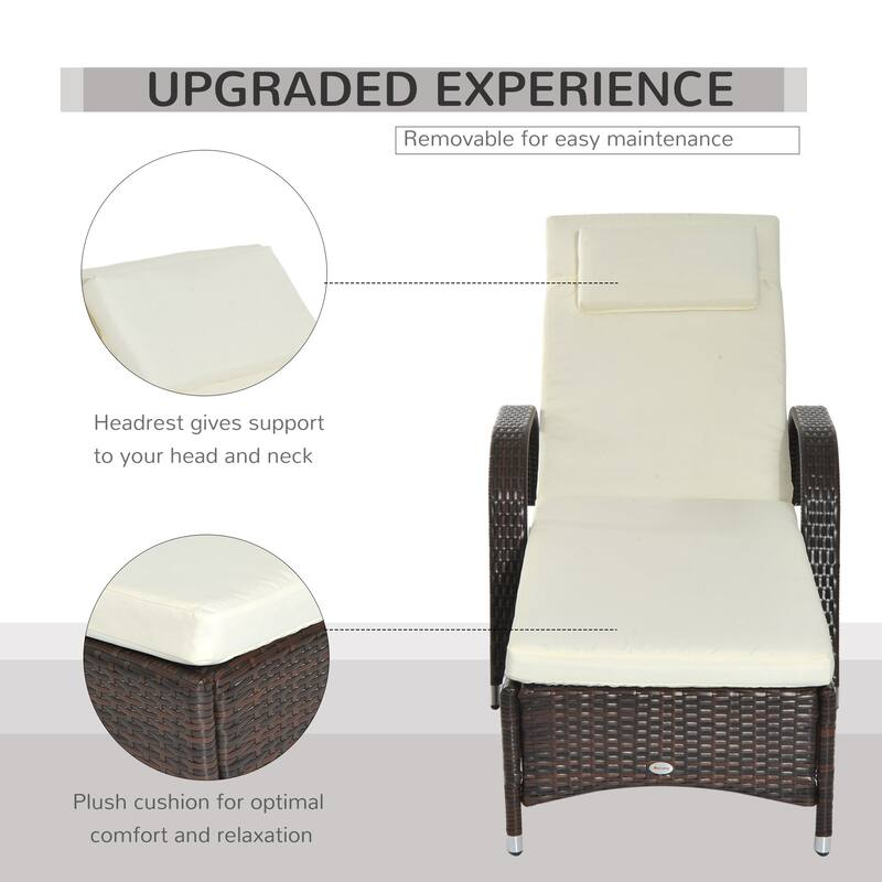 Outsunny Patio Wicker Cushioned Single Lounge Chair