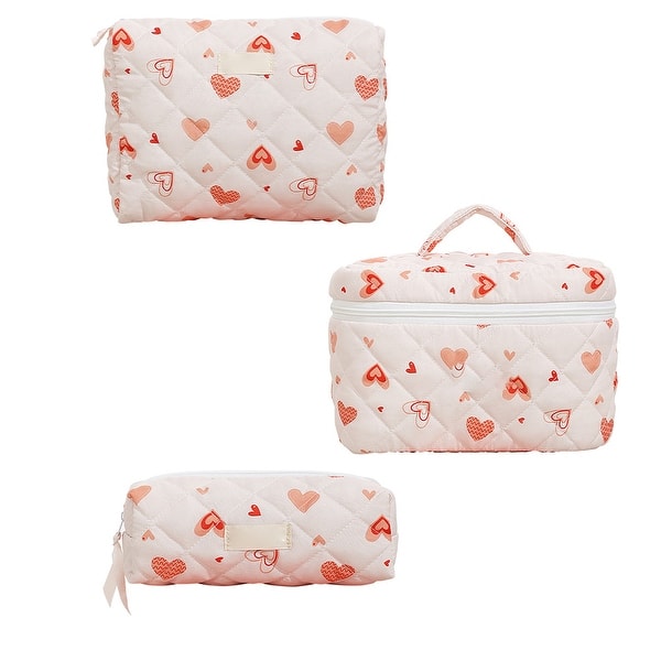 3Pcs Quilted Cotton Makeup Bag, Quilted Toiletry Bag Travel Cosmetic Bags - Bed  Bath & Beyond - 42572814