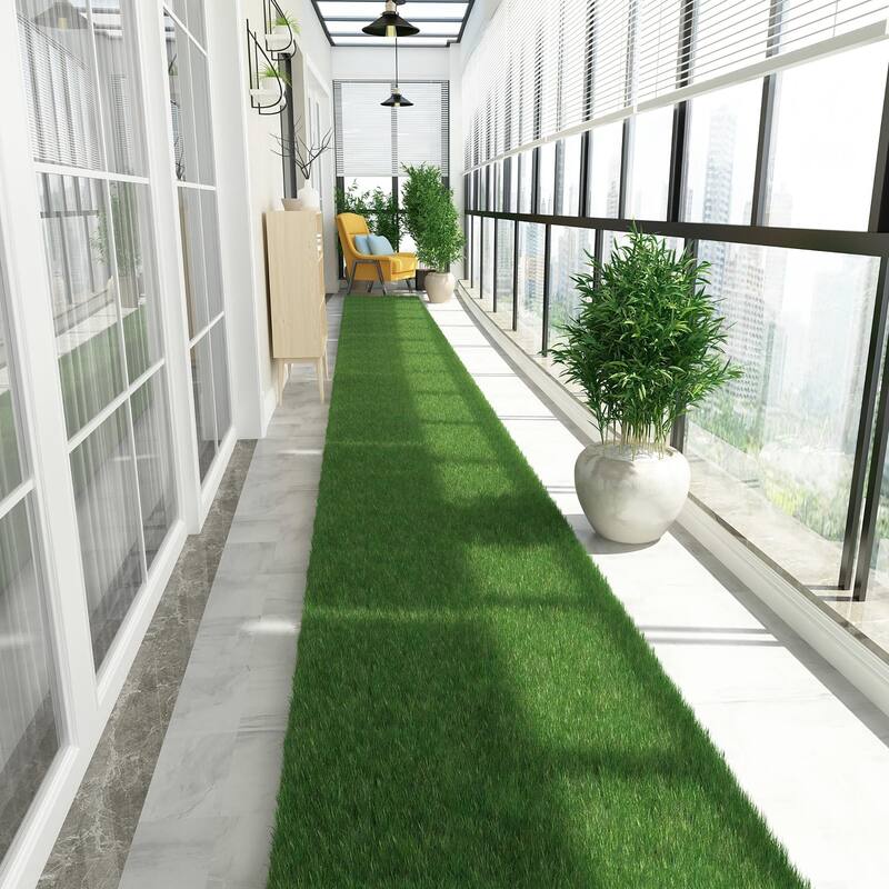 Timechee Faux Green Grass Turf Indoor/ Outdoor Rug