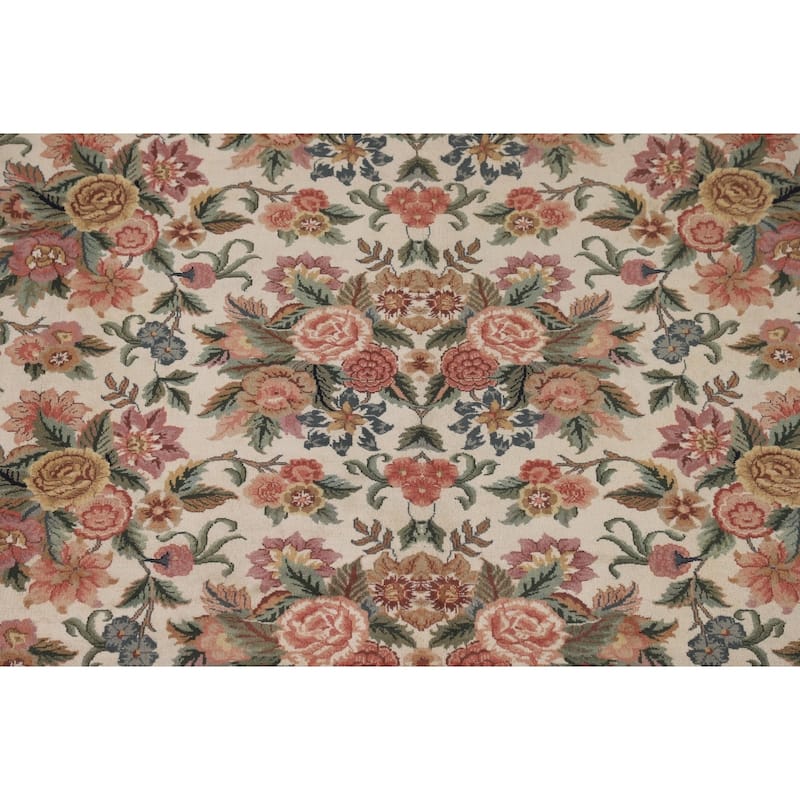 All-Over Floral Aubusson Chinese Area Rug Handmade Wool Carpet - 8'9"x 12'3"