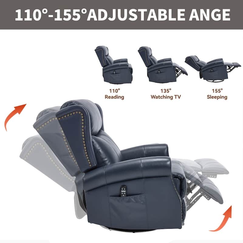 Heat Massage Manual Recliner Chair with Rocker and Swivel in Fabric