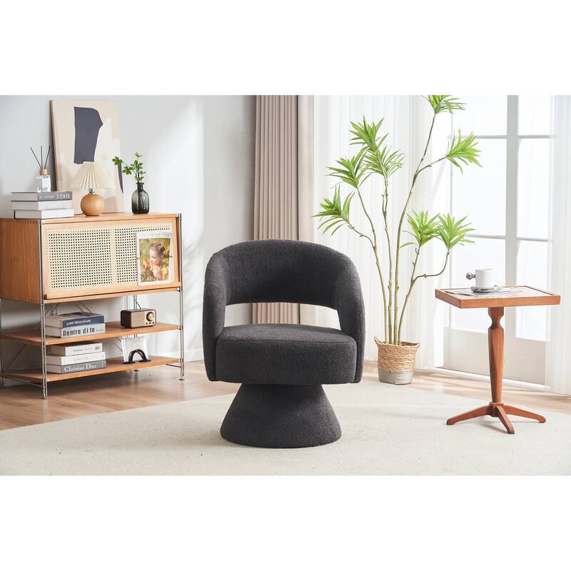 Swivel Accent Chair Armchair, Round Barrel Chair in Fabric for Living Room