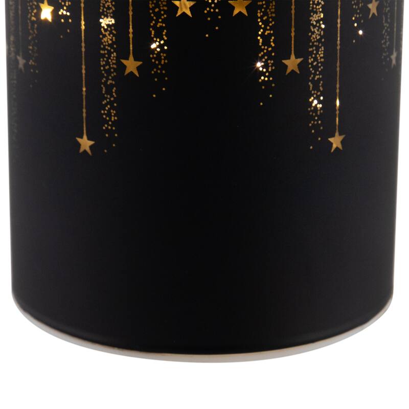 LED Lighted Glass Candle with Stars Christmas Decoration - 8" - Small