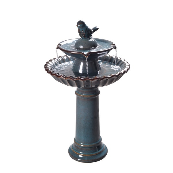 Patricia 27-inch Double-tiered 2-tone Ceramic Birdbath. Opens flyout.