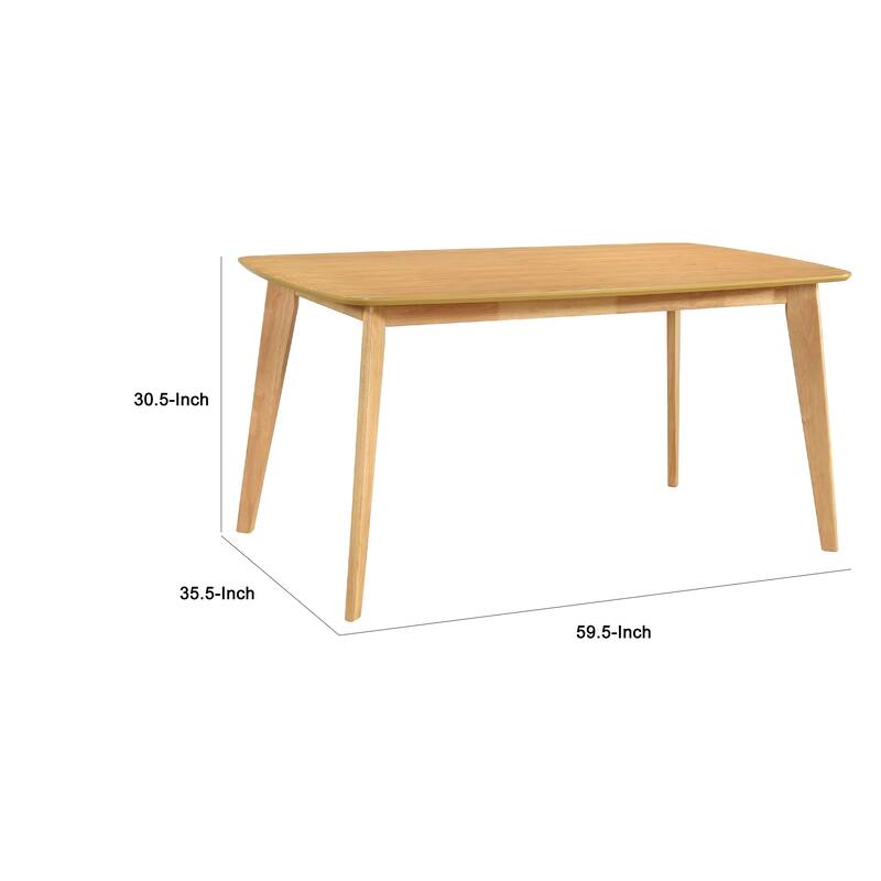 Jadie Dining Table, Tapered Legs, Natural Oak Wood Rectangular 60 Inch