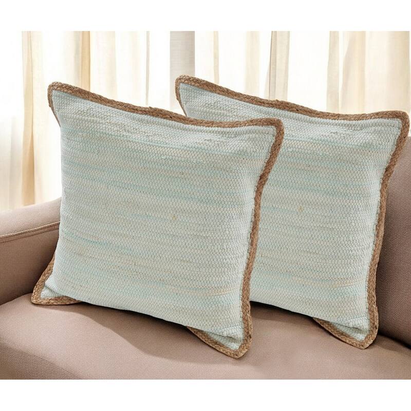 HomeRoots Set of Two 20" Gray And Natural Cotton And Jute Throw Pillows
