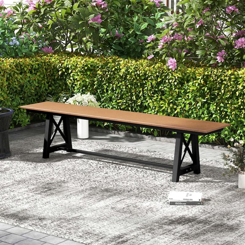 6 FT HDPE Outdoor Bench Extra Long Patio Picnic Bench for 3-4 People