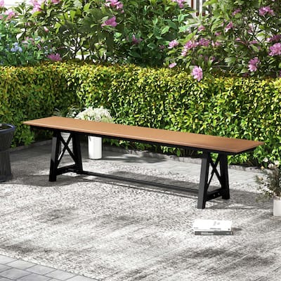 6 FT HDPE Outdoor Bench Extra Long Patio Picnic Bench for 3-4 People