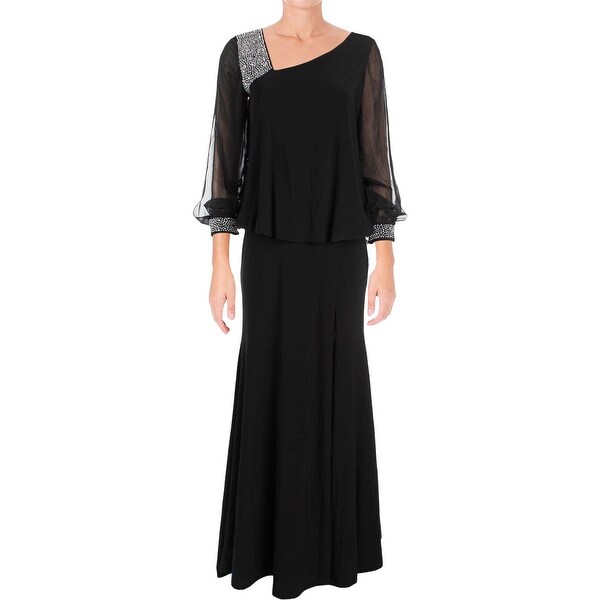 Betsy & Adam Womens Semi-Formal Dress Blouson Beaded
