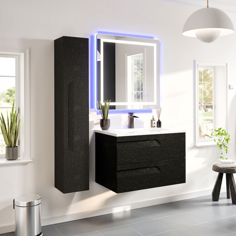 Eviva Joy 12"W x 10"D x 59"H Wall-Mounted Linen Cabinet