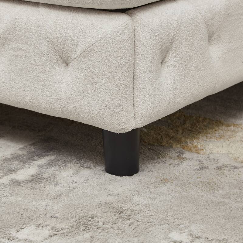 U-Shaped Chenille Sofa with Two Chaise Longue Seats and Pillows.