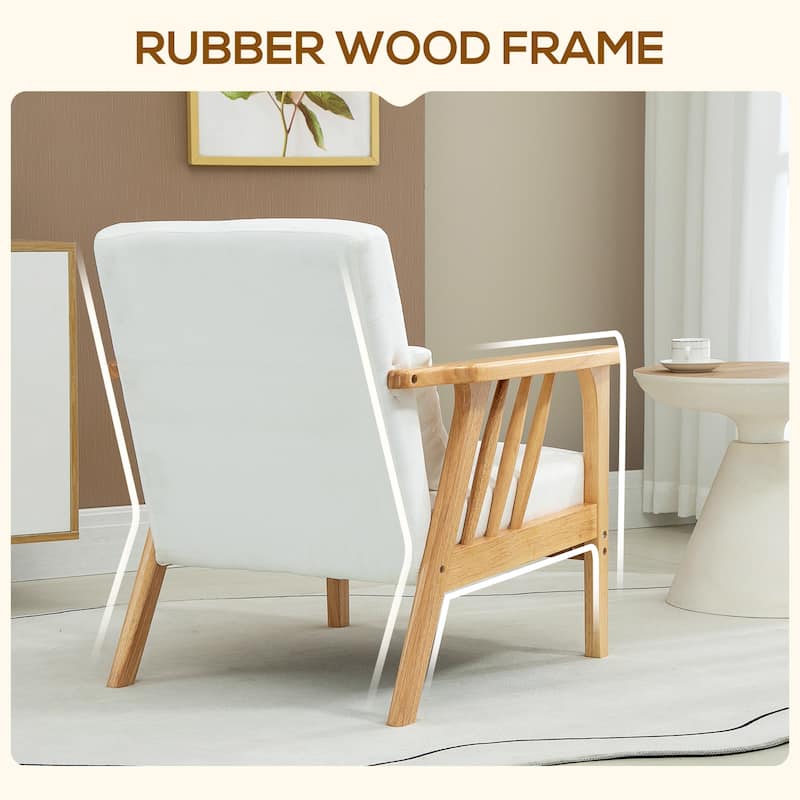 HOMCOM Accent Chairs with Throw Pillow and Cushions - Cream
