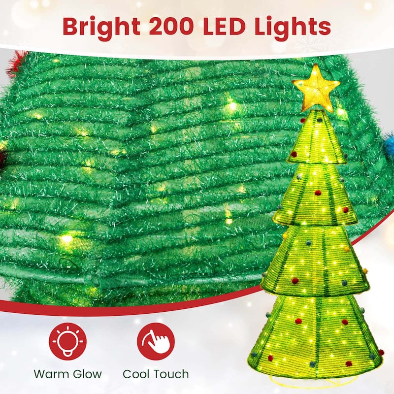 Costway 6.2 FT Collapsible Christmas Tree with 200 Built-in LED - as pic shows - See Details