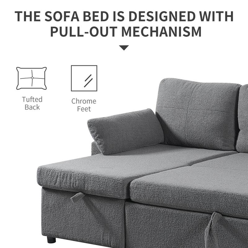 Pull Out Sofa Bed with Storage Chaise L Shape Sectional Sofa Bed