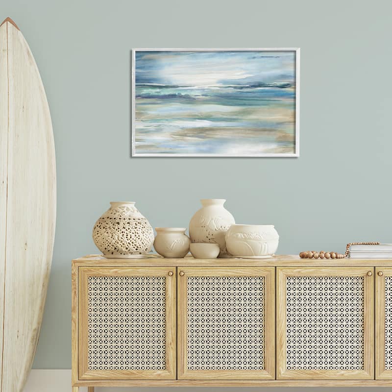Stupell Gradient Ocean Waves Framed Giclee Art Design By Carol Robinson