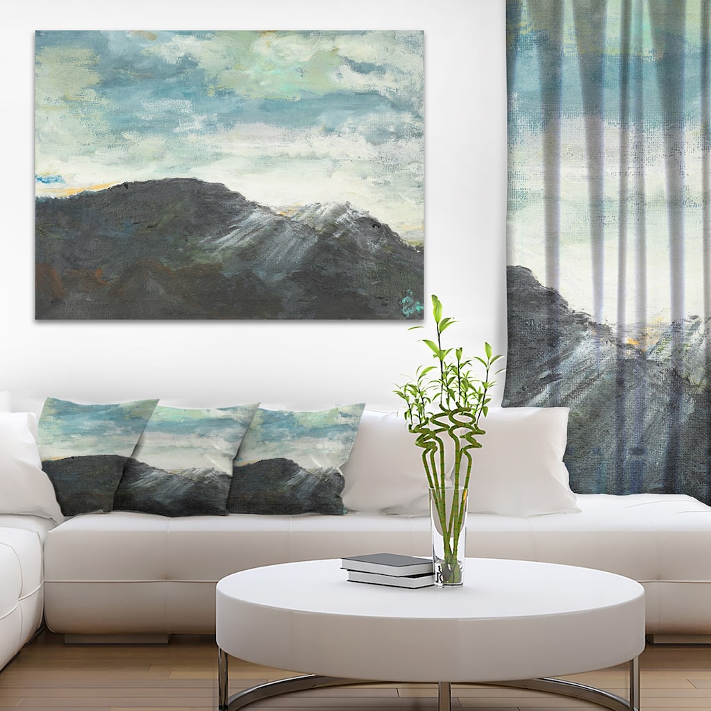 Mountain Peak Under Cloudy Sky - Landscape Canvas Print - Blue