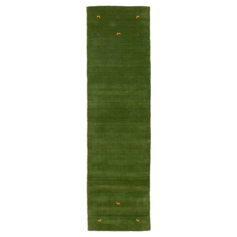 Kashkuli Gabbeh Green Rug 2'8" x 9'9" - 2'8 x 9'9 - Green - 2'8 x 9'9