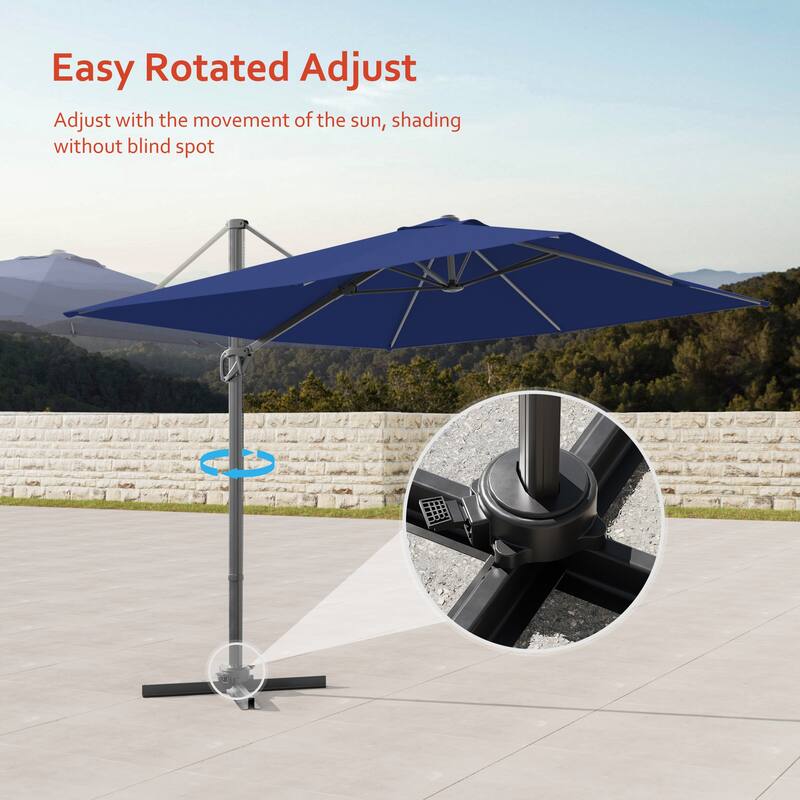 LIVOOSUN 10x8FT Rectangular Cantilever Patio Umbrella Aluminum Frame