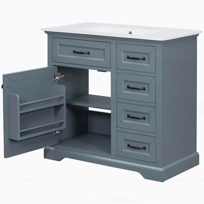 Bathroom Vanity Cabinet with Sink,2 Tip-out Drawers, Soft Close Door Hinges