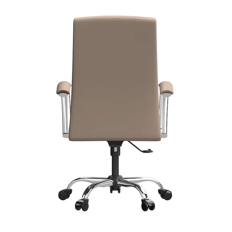 Evander Ergonomic Leather Office Desk Chair with Aluminum Frame, Foam Cushion, Fixed Armrests, 360° Swivel & Quick Assembly
