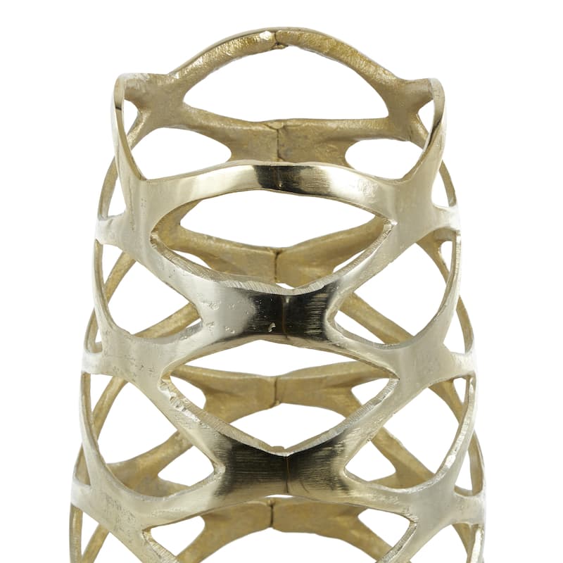 Aluminum Metal Geometric Tall Cutout Decorative Vase - Gold - Roche River Decor