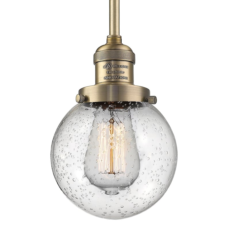 Innovations Lighting Beacon Single Light 6" Wide Mini Pendant with - Brushed Brass / Seedy