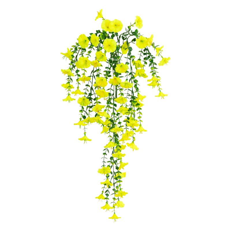 30-in UV Resistant Artificial Morning Glory Hanging Plant - Set of 6