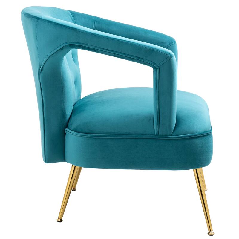 Velvet Upholstered Tufted Livng Room Leisure Chair With Golden feet