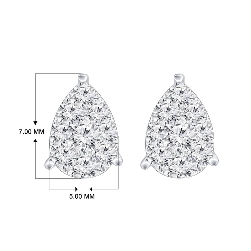 Auriya 14k Gold 1/4ctw Teardrop Pave Diamond Stud Earrings (H-I, I1-I2)