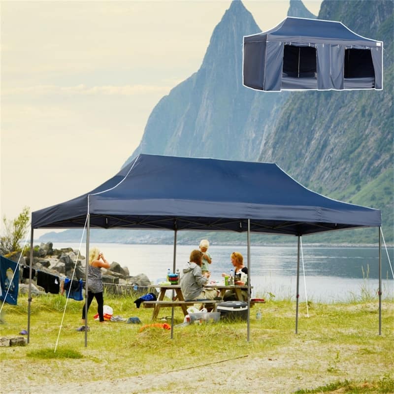 Pop Up Outdoor Tent 19.7 ft x 9.8 ft Waterproof Oxford Fabric with Roller Bag