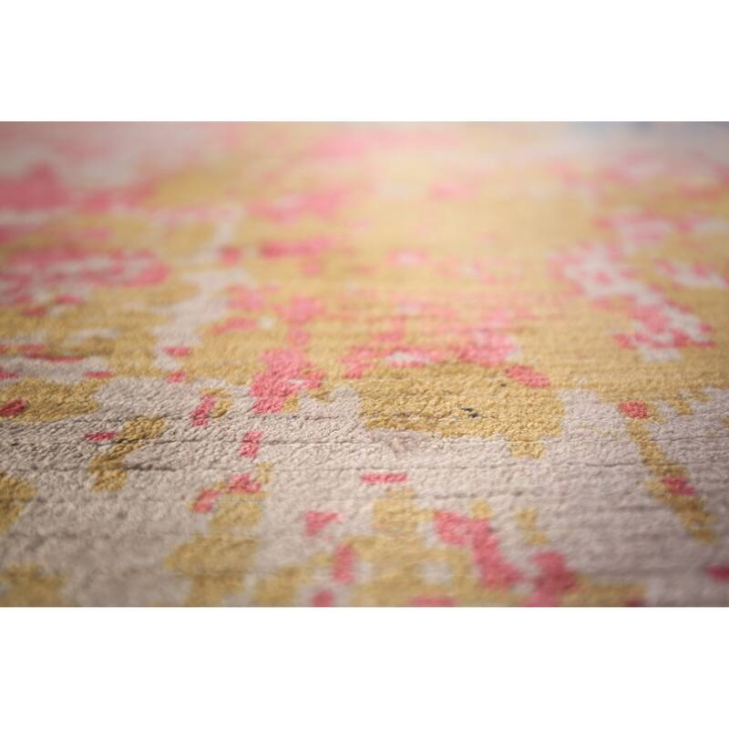 Contemporary Abstract Indian Area Rug Hand-Knotted Wool Carpet - 6'8" x 10'0"
