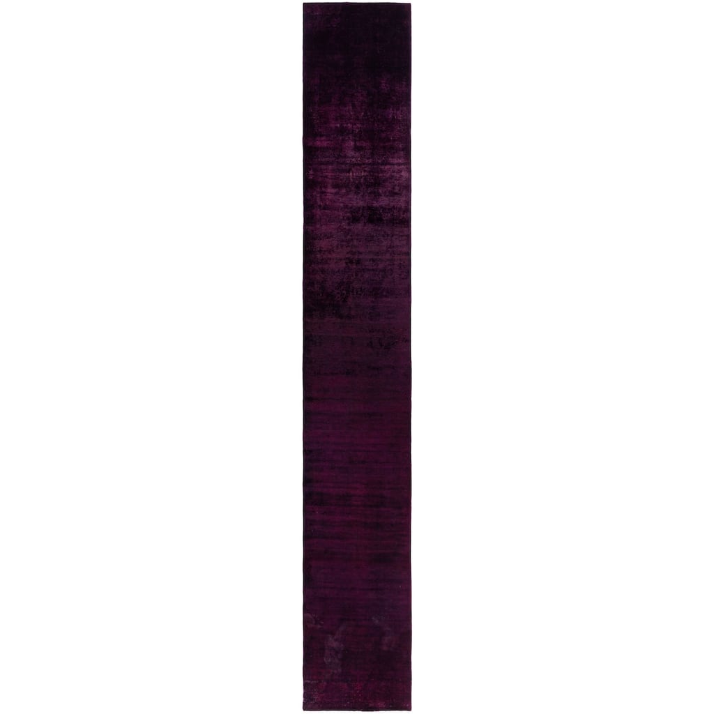 Overdyed One-of-a-Kind Hand-Knotted Area Rug - Purple - 2' 5" x 16' 4"